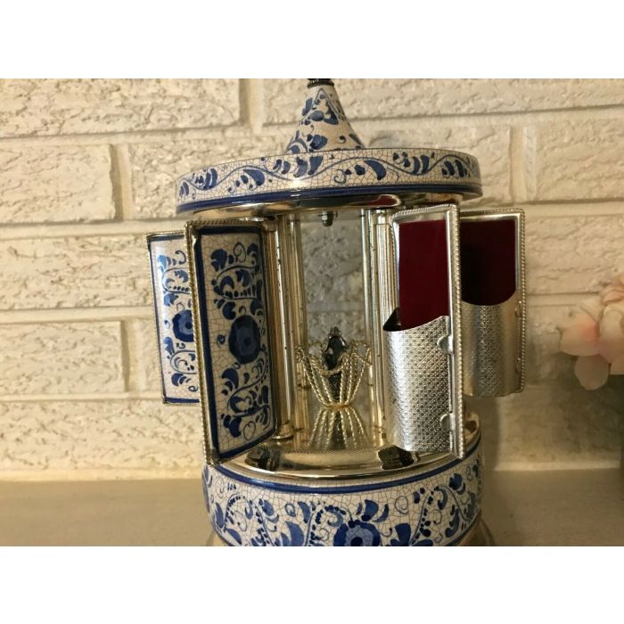 Reuge Carousel Music Box Cigarette Lipstick Holder 