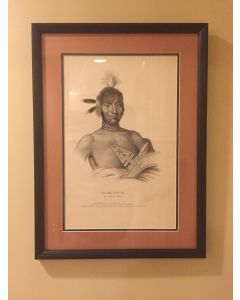 Moa Na Hon Ga,  Ioway Chief (ca 1836) Uncolored litho Rare proof copy Framed DL