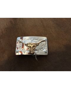 Texas Longhorn Steer Tin Belt Buckle 2.75" x 1.75"
