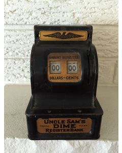 Vintage Uncle Sam's Bank Dime Register Bank Durable Toys & Novelty Corp Rare New York Cleveland