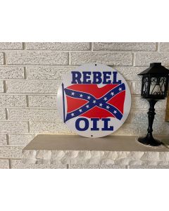Rebel oil 14" Round Logo Railroad Sign 24 Gauge Steel  DL