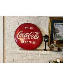  ***Sorry Sold ***Vintage Coca-Cola Coke 24" Advertising Button Sign "Drink Coca-Cola in Bottles"  DL