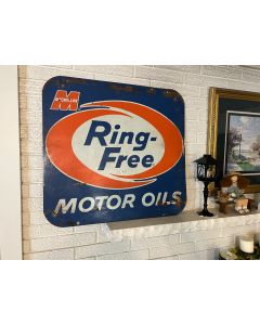 Vintage 1960's Ring-Free Motor Oils Double sided Metal Sign  MAcmillan