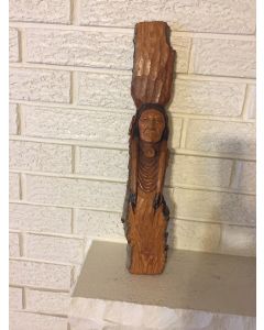 NATIVE AMERICAN INDIAN Hand-Carved Wood "ARLO FURNISS 1994" Wall Carving  