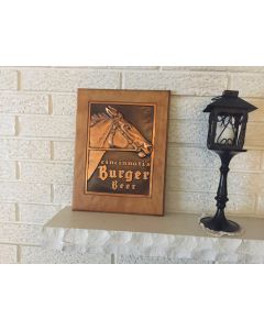 Old rare vintage Burger Beer Horse bar sign Copper wood 40's - 50's