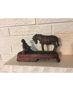 ***Sorry Sold*** Rare Antique Antique 1879 JE Stevens Spise a Mule Cast Iron Mechanical Bank Black America 