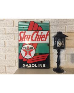 Antique Vintage 1947 Texaco Sky Chief Gasoline Gas Pump Plate 18" X 12" Porcelain Metal Sign