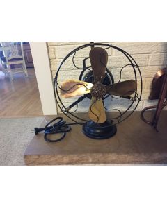 ANTIQUE RESTORED GE GENERAL ELECTRIC TYPE AOU 3 Speed Oscillating BRASS BLADE ELECTRIC TABLE FAN