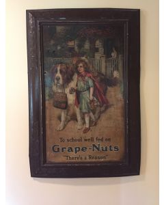 ***Sorry Sold***Vintage Antique Grape Nuts Cereal General Store Metal Self Framed Tin Sign DL