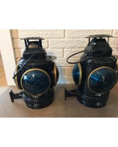 ***Sorry Sold***Grand Trunk Kerosene RAILROAD Caboose Right and Left Marker LANTERNs Fully restored Mint Condition DL