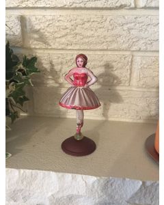 Bella Ballerina Spinning Tin Litho Toy Top spins in her pretty dress DL