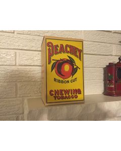 Excellent EARLY 1900'S PEACHEY RIBBON CUT CHEWING TOBACCO 12 PACK BOX EMPTY
