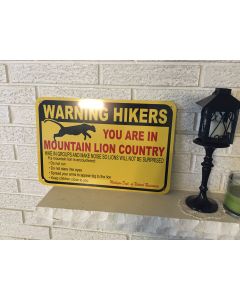 "Warning Hikers You are in Mountain Lion Country" Sign  Aluminum New Michigan DNR DL