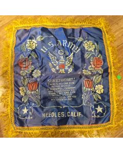 ***Sorry Sold***Rare Vintage Military U.S. Army Collectible PIllow Cover Vintage WW2 U.S. Army Needles California D.L.