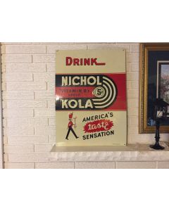  ***SORRY SOLD*** Antique Drink Nichol Cola Tin Advertising Sign 28x20 "America's TAste Sensation DL