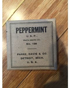 Antique Unopened Drug Box Of Peppermint. Parke, Davis & Co. Detroit, Mich. Full 