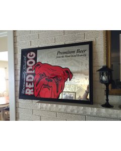 ^^^Sorry Sold^^^Red Dog Beer Uncommonly Smooth Bar Mirrored Sign Excellent Condition Wood Frame DL