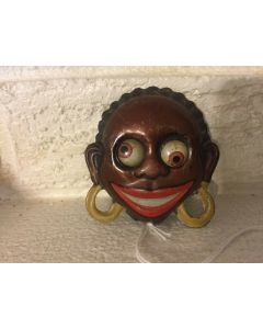 ***Sorry Sold***Rare Vintage Tin Litho Black Americana Pull-String Mechanical Rolling Eyes Pin