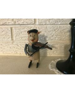 ***SORRY SOLD***VINTAGE SCHUCO WIND UP TIN TOY PIG VIOLINIST GERMANY EXC COND