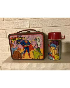 ***Sorry Sold ***Rare 1967 Flying Superman Metal Lunch Box LUNCHBOX w THERMOS King Seely