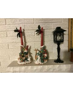 ***Sorry Sold*** Fitz and Floyd Christmas C1991 Woodland Rabbit Bunny Elf Gnome Candle Holders