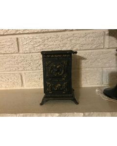 ***Sorry sold*** Rare VINTAGE ANTIQUE CAST IRON BANK SAVE YOUR MONEY AND BUY A GAS STOVE 1901