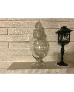 ***Sorry Sold***Vintage Antique 15” Columbia Glass Swirl Top Apothecary Jar, Drug Store Display