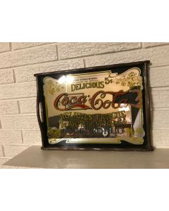 ***SORRY SOLD*** Old 5c Coca Cola Antique Style mirrored Tray Sign "Relieves fatique"