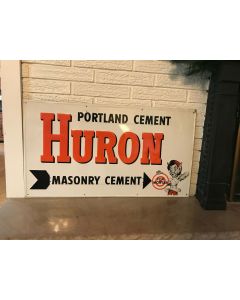 ***Sorry Sold***Vintage Rare Huron Portland Cement Elf Logo Steel Sign 35.5 x 19.75" Alpena MI
