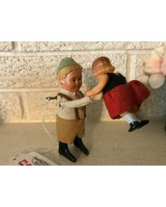 ***Sorry sold*** Vintage 1930 Schuco Wind up Bavarian German man Dancing with little girl + key