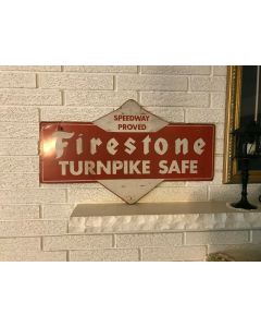 ***Sorry Sold*** Rare Vintage Firestone Turnpike Safe Double Sided Steel Sign Speedway Approved
