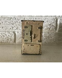 ***Sorry sold*** Antique Arcade Kelvinator Ice box Toy Cast Iron Bank w Decal Doll House Kitchen