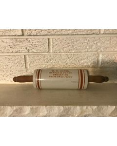 ***Sorry sold*** Antique Circa 1900s Primitive Stoneware General Store Advertising Rolling Pin 15 x 3"
