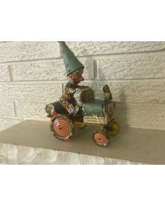 ***Sorry Sold***Antique UNIQUE ART ARTIE THE CLOWN IN HIS CRAZY CIRCUS CAR TIN WIND UP