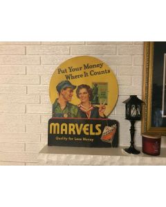 ***Sorry Sold***Vintage Sign 1940's Marvels Cigarettes Buy War Bonds Cardboard Advertising