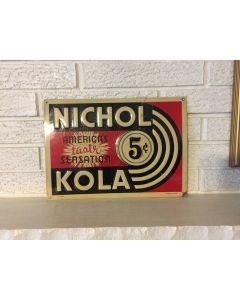 ***SORRY SOLD*** Original Vintage c1940 Nichol Kola 5c Soda Pop Embossed Metal Sign BAltimore MD