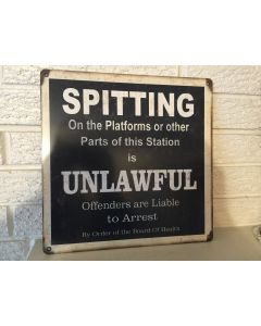 "Spitting on The Platforms Unlawful" Train Station 12"x 12" Aluminum Sign New DL 