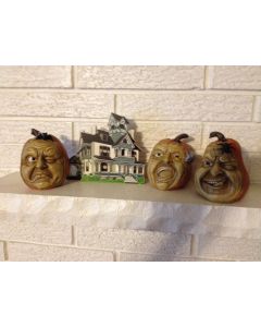 Set Of Three 4.5" Halloween PUMPKIN Heads With Faces For a Verrry Scary Night 