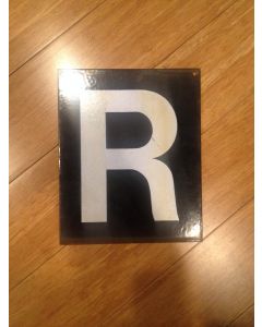 Antique Heavy Gauge Steel Letter "R" White on Black 