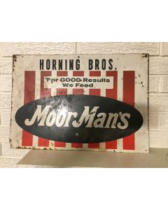 Vintage Barn Find Antique Sign Moormans "For Good Results We Feed" Horning Bros