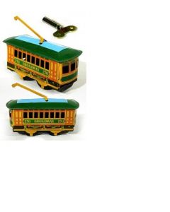 Broadway New York Mini Trolley Tin Litho Clockwork Wind Up  DL