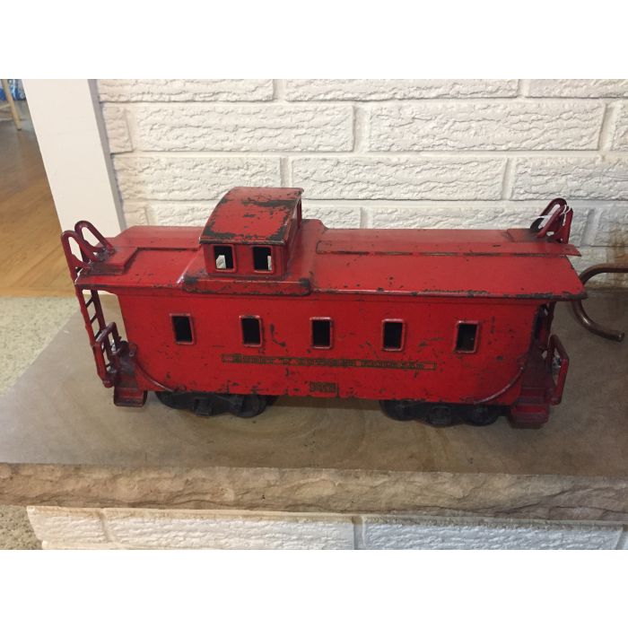 1930's BuddyL Pressed Steel Caboose for Outdoor Toy Train Set. Very