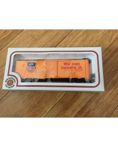 Model Bachmann HO-Scale Item # 76036 41' Steel Boxcar . Union Pacific. "We Can Handle It"