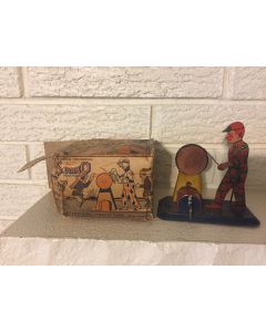 Rare Vintage Ferdinand Strauss Tin Litho Wind Up Toy Man Scissor Grinder #22 Box