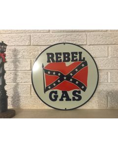 Rebel Gas 14" Round Logo Railroad Sign 24 Gauge Steel  DL