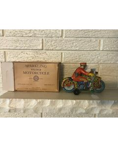 ***Sorry sold*** MArx Tin Litho Wind Up Sparkling Motorcycle Soldier W Box