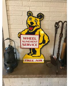 ***Sorry sold*** Excellent Contemporary Bear Wheel Alignment Porcelain 35" Sign Rare