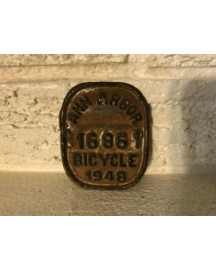***Sorry Sold***Vintage 1948 Ann Arbor (Michigan) Metal Bicycle License Tag Plate #1686